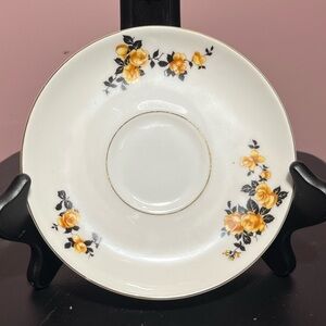 Elegant Floral Saucer - White with Yellow flowers - victoria china - replacement